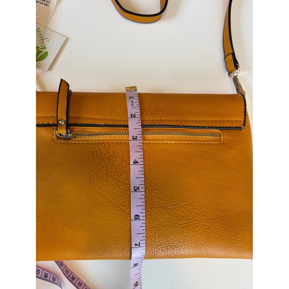 NEW Ochre Yellow Crossbody Bag Purse Vegan Leather Boho Casual Knot Consign - Picture 8 of 11